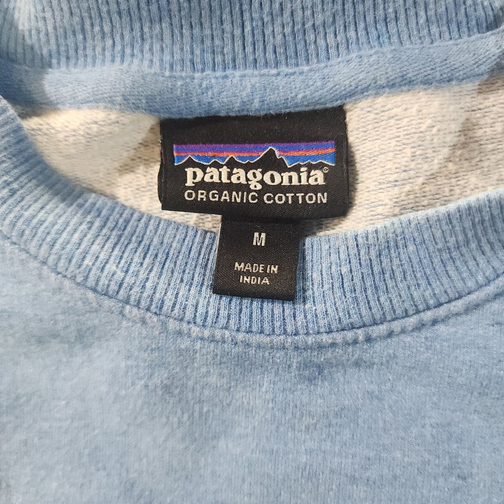 Patagonia Mens Organic Cotton Crewneck Sweatshirt Light Blue Size M P-6 Logo - Picture 4 of 8